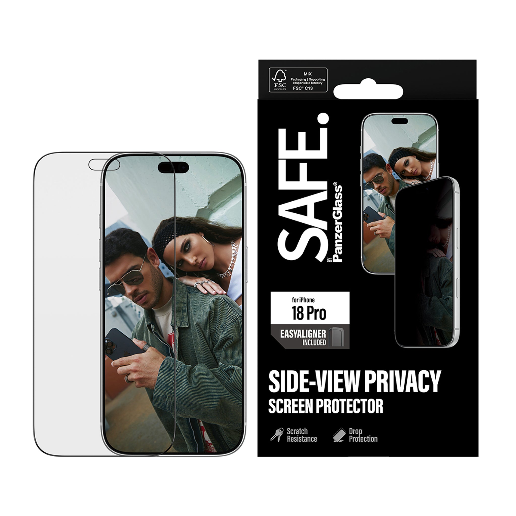 SAFE. by PanzerGlass® Privacy Screen Protector iPhone 18 Pro | Ultra-Wide Fit m. EasyAligner